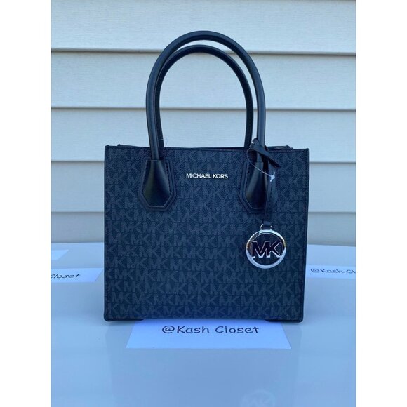 Michael Kors bag & wallet bundle mercer messanger medium & key chain card Black - Picture 2 of 12